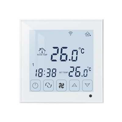ترموستات فن کویل نور پس زمینه سفید/آبی TDS23-AC